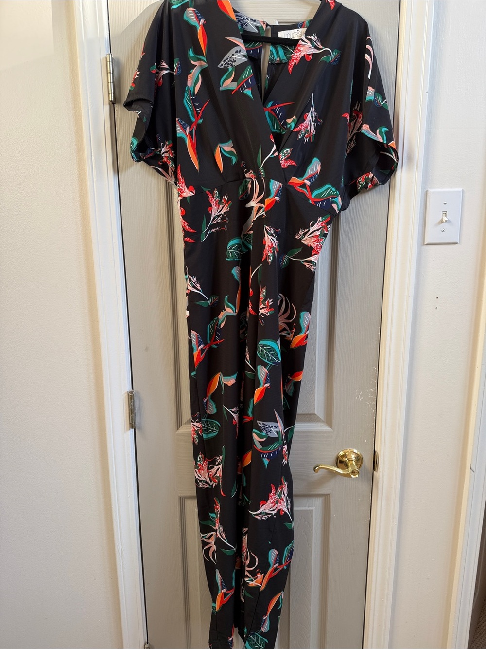 ASOS Liquorish Black Floral Jumpsuit with V-Neck